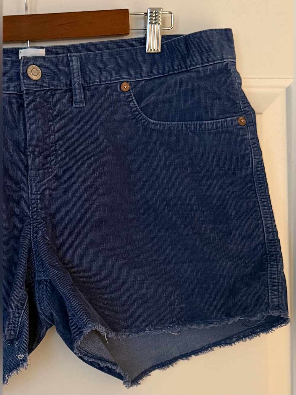 GAP Dark Blue Corduroy Frayed Hem Jean Shorts - Picture 2 of 7